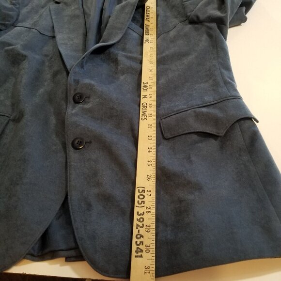 Circle S Dallas Texas Mens Blazer Sport Coat 48R Blue Micro Suede Two Button USA - Picture 10 of 15